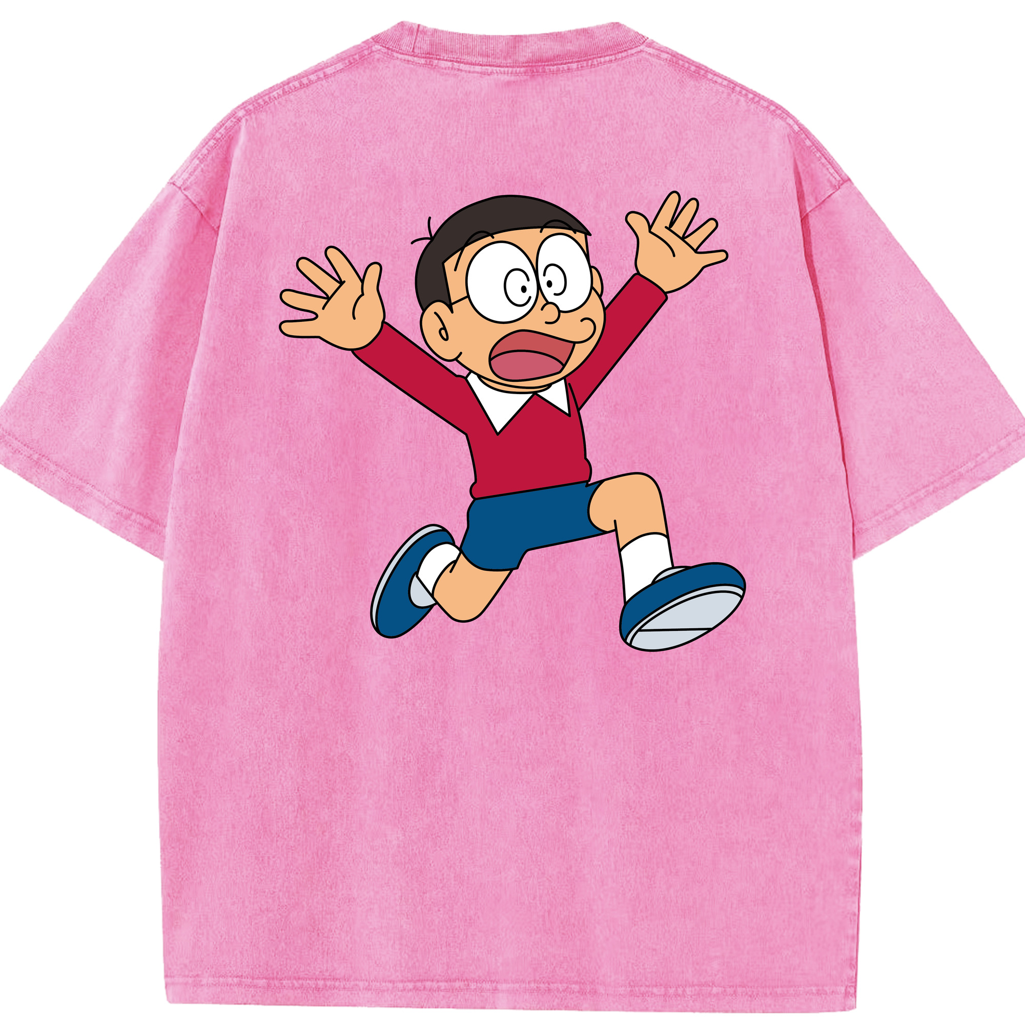（画像用） ドラえもん 野比 のび太 Doraemon Nobita Nobi 綿100% ヴィンテージ風 半袖Tシャツ（背面プリント）